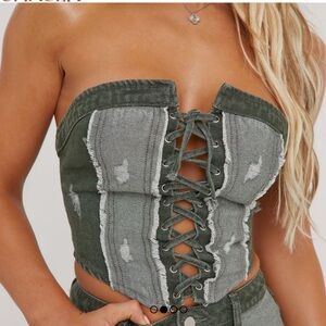 EGO denim corset top. NWT